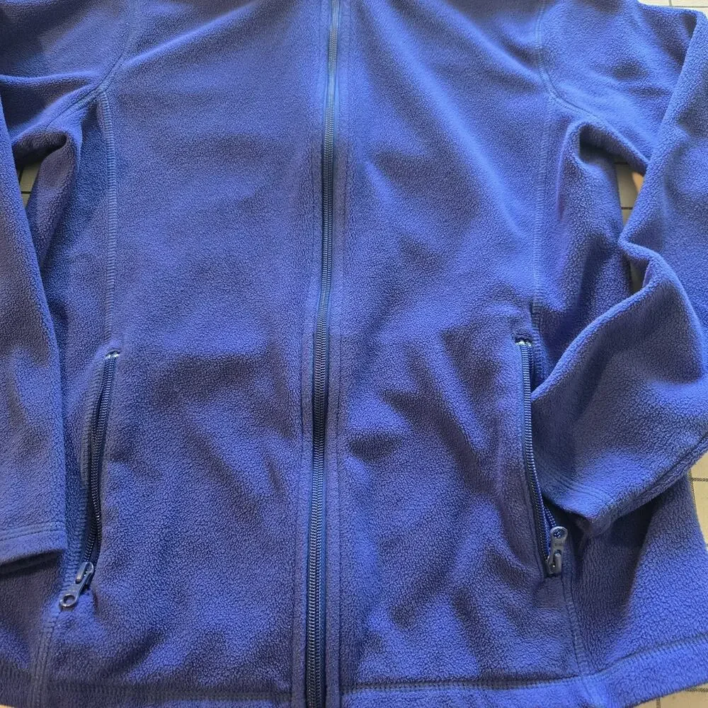 Lands' End Kids Jacket L (14-16) Blue‎ Fleece Zip-up POLARTEC